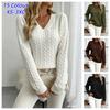 Nouveau pull Damen d'hiver chaud et polyvalent en maille torsadée pour femme, manches longues, coupe ample, col rond classique, pull à enfiler