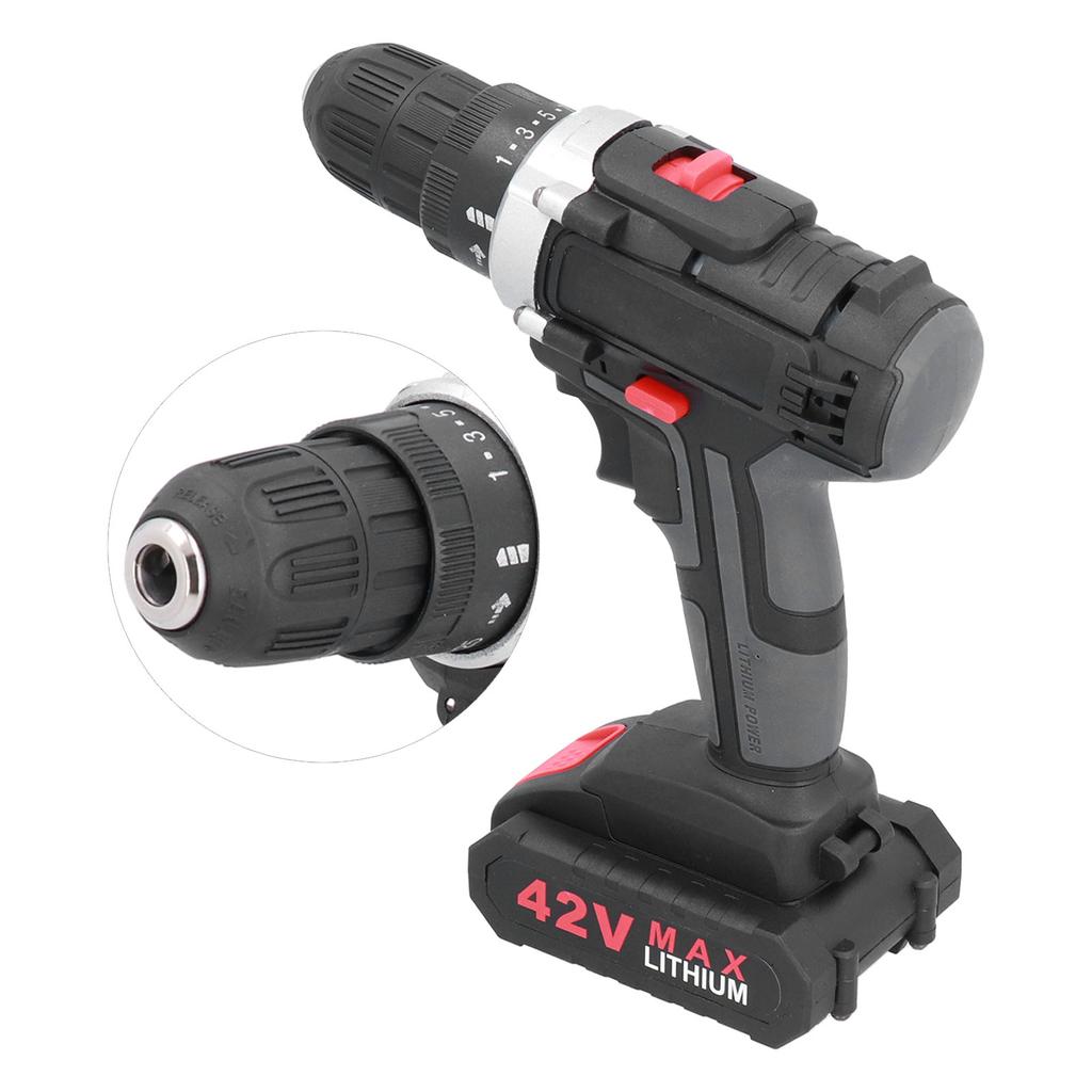 42V Cordless Electric Drill 2?Variable Speed Portable Zinc Alloy Screwdriver 350/1400rpm