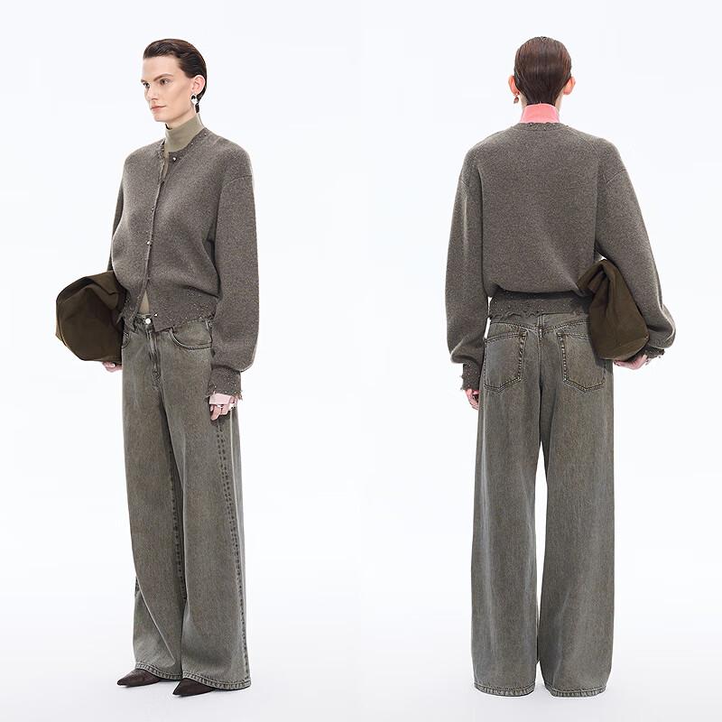 JNBY 2025 Autumn Loose Open-Front Wool Cashmere Knit Cardigan