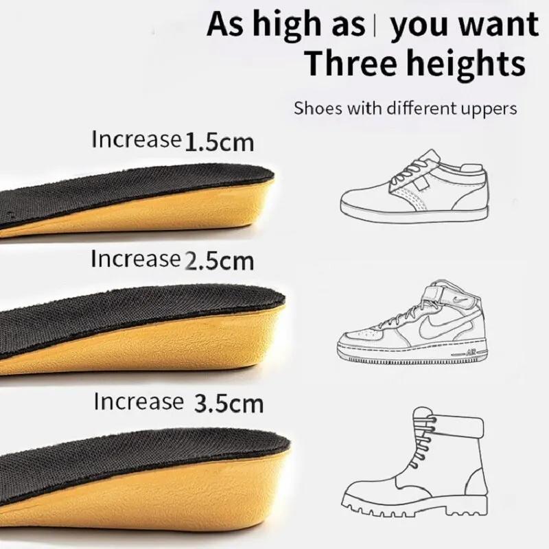 Men Invisible Height Increasing Insoles Soft and breathable insoles Flexible shock-absorbing sole arch support sports insoles