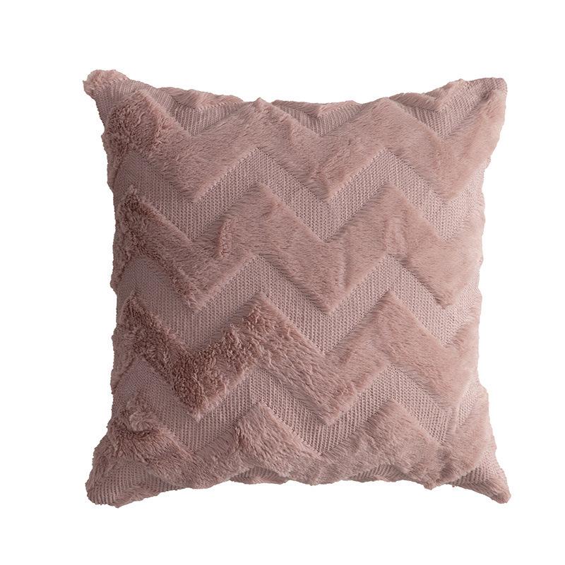 Solid Color Geometric Embroidered Plush Sofa Pillowcase