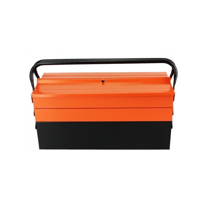 Caisse à outils - gamme premium - métallique - 5 compartiments - poignées articulées - acier rigide