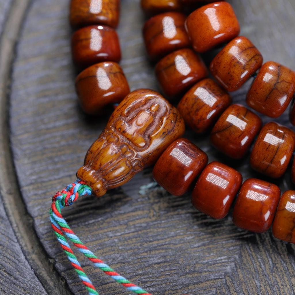 Tibetan Ethnic Weathered Yak Bone 108-Bead Necklace