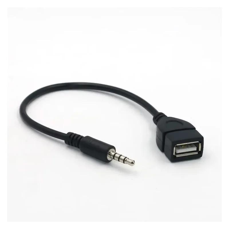 3.5mm Car AUX Audio Cable To USB Audio Cable Car Electronics for Play Music Black Car Audio Cable USB Headphone Converter