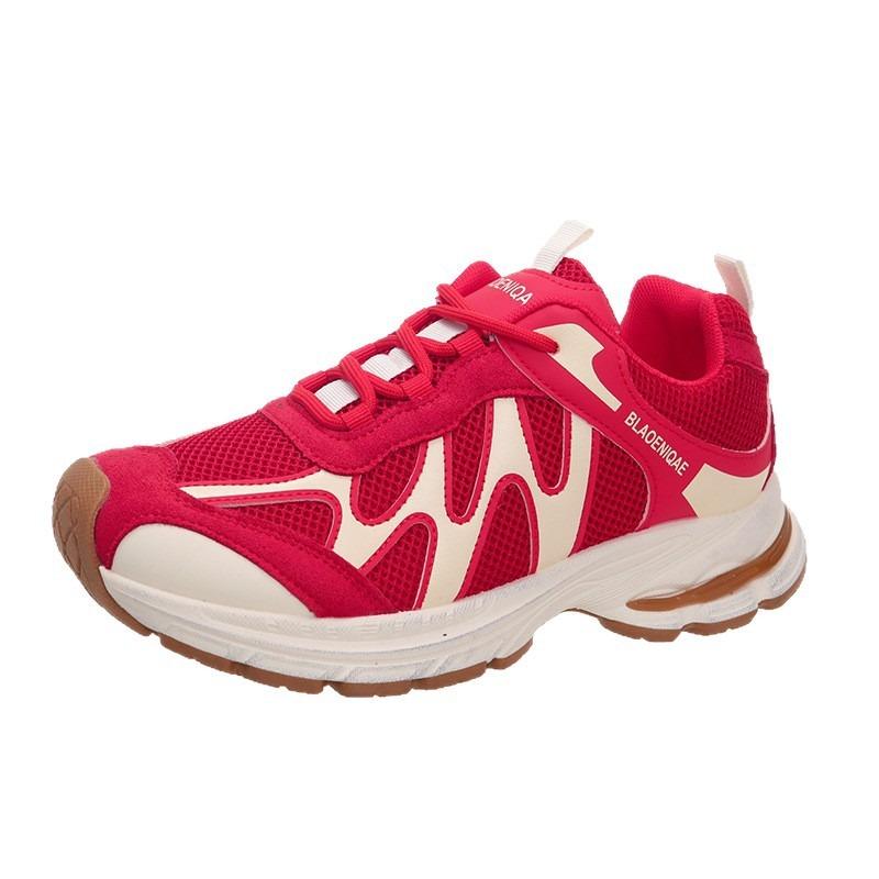 Retro contrasting color splicing platform shoes women's new mesh breathable comfortable lightweight casual sports shoes