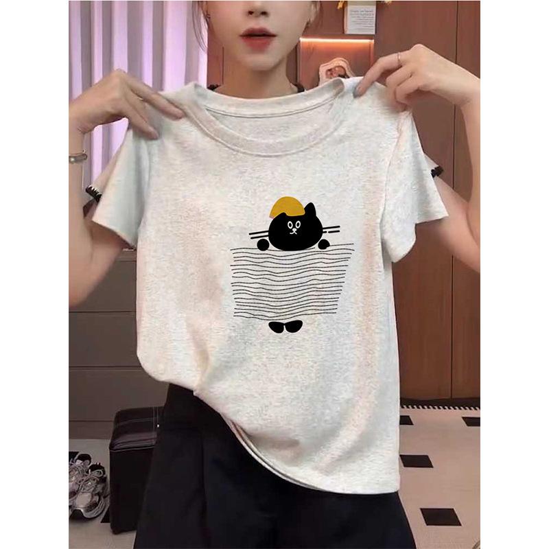 2026 Women's Fashionable Pure Cotton Short-Sleeve T-Shirt: Casual, Versatile, Stylish Summer Top
