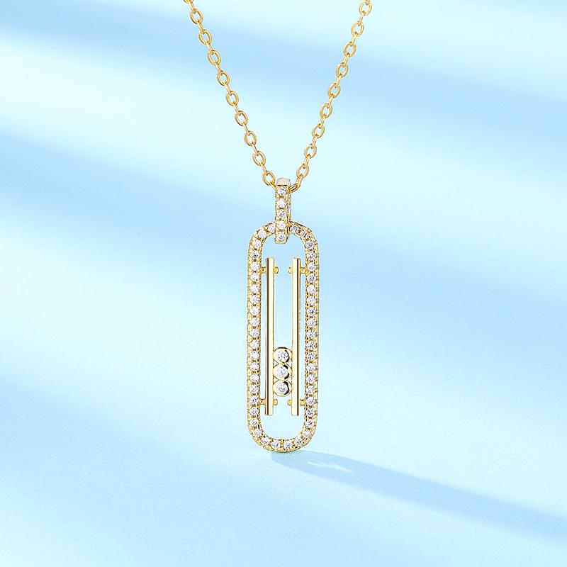 

Ожерелье из стерлингового серебра 18 карат с тремя бриллиантами, скользящая подвеска, простая женская цепочка на ключицу с бриллиантами 925 Silver