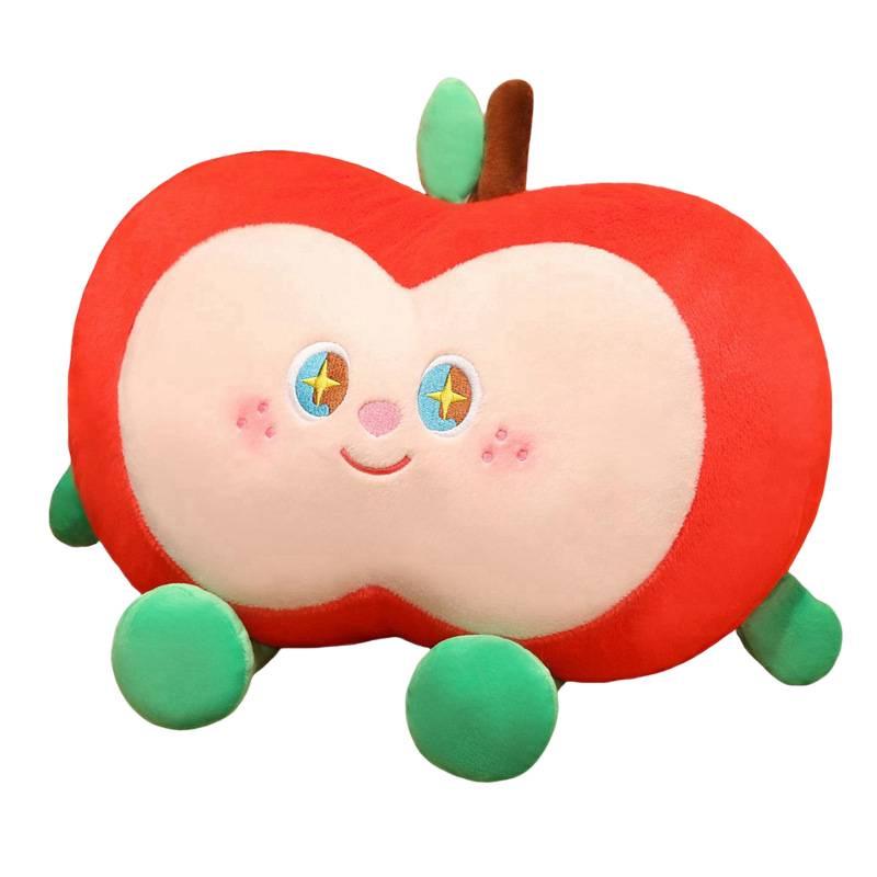 Green Apple Nap Pillow & Keychain Set: Red Apple Cushion for Sofa/Bed + Apple Pendant Keychain