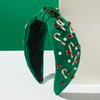 Trendy Fashion Christmas Headband Simple Cane Lollipop Rhinestone Christmas Element Wide Hair Accessory