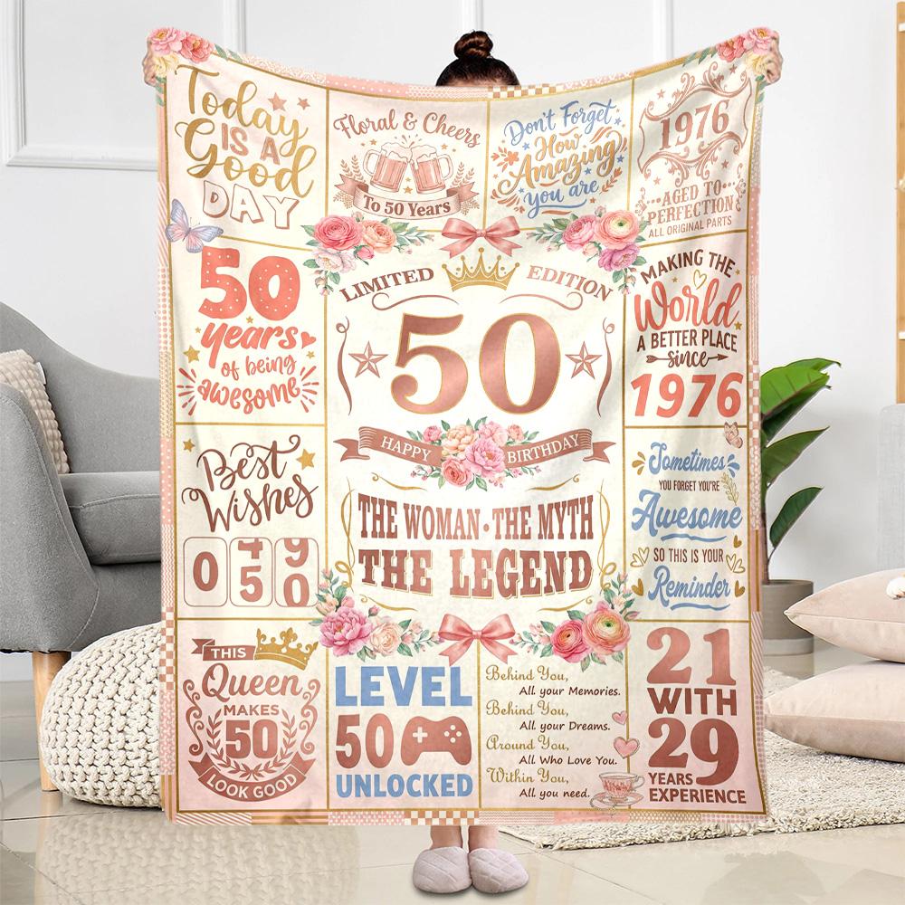 50th Anniversary Celebration Flannel Blanket-Soft and Suitable for Sofas,Beds,Offices,Travel,All Seasons,Great Gift for Holidays and Birthdays.