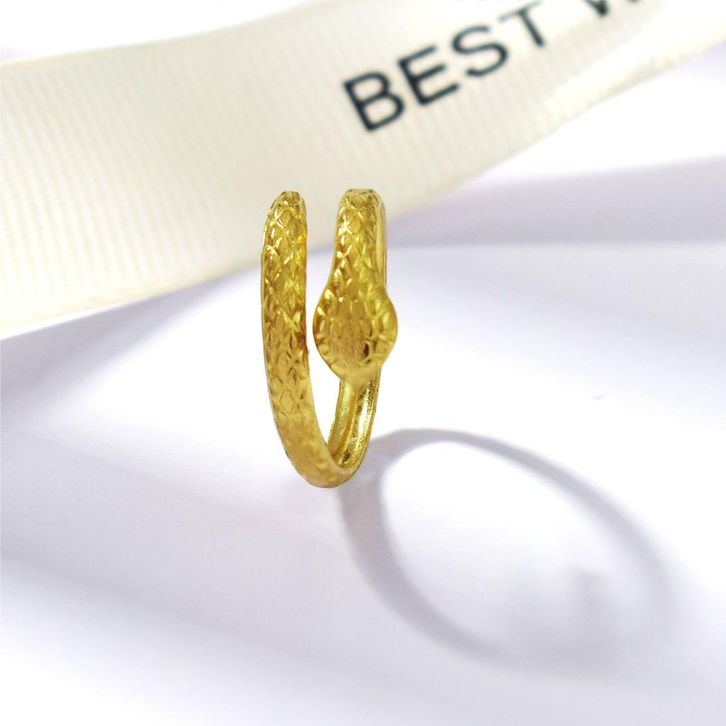 18K Gold-Plated Long Snake-Shaped Titanium Steel Ring Female, Hip-Hop Punk Style Opening Adjustable Ring