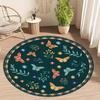 Colorful Vintage Butterfly Floral Round Area Rug Non-Slip Floor Mat for Living Room Bedroom Goblincore Cottagecore Home Decor