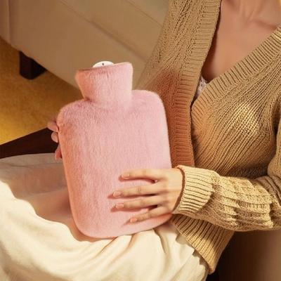 Portable 2000ml Warm Water Bag Removable Leak-proof Hot Water Bottles Keep Warm Longer with Plush Cover Belly Warmer Winter