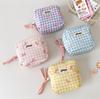 Korean Style Plaid Makeup & Coin Purse with Bluetooth Earphone Storage