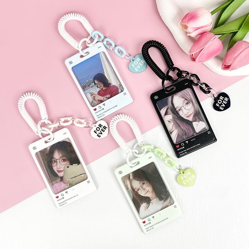 Transparent Ferrule Stationery Card Protection Sleeve Keyring Card Sleeve Acrylic Ferrule Korean Bus ID Card Holder