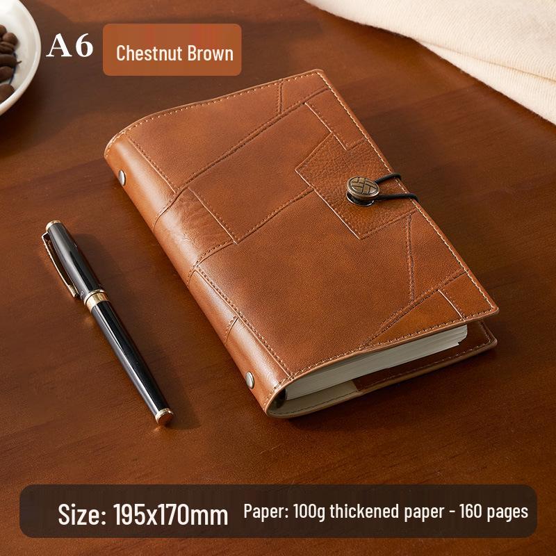 High-Grade A6 Soft Leather Portable Loose-Leaf Notebook & Customizable Retro Diary
