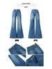 Women's Washed Low-Waist Dark Blue Micro-Flare Jeans - Bamboo Texture, Autumn Versatile, Comfortable Fit