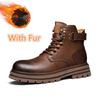Fashion Classic Autumn Winter Warm Snow Boots Mens Thick Soles Non-slip Biker Boots Outdoor High Top Casual Shoes Handmade Leather Botas