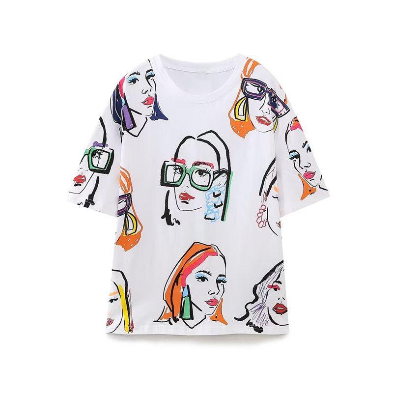 Fashion Style Summer New Arrival Fashion Trend Women's Velvet Girl Print T-shirt 1131346 250