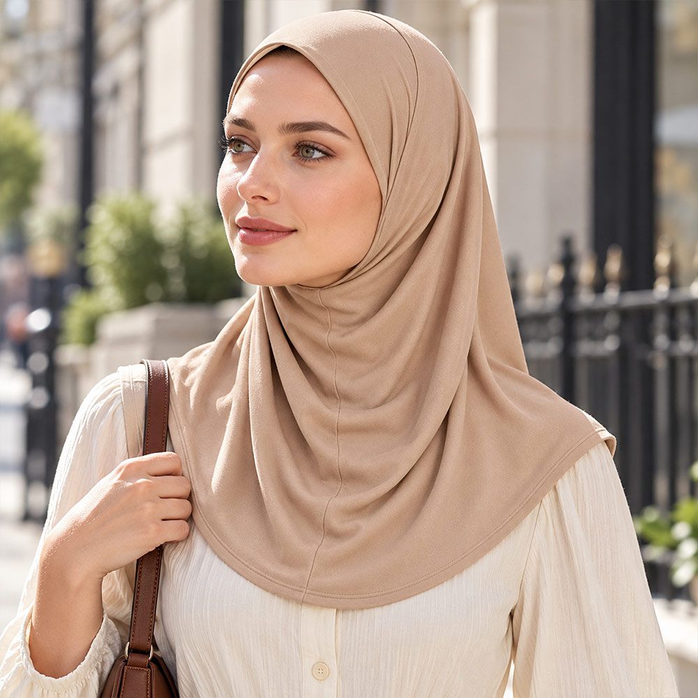 Stretch Fabric Hijab Cap Pull-On Slip-On Headscarf New Neck Cover Outdoor