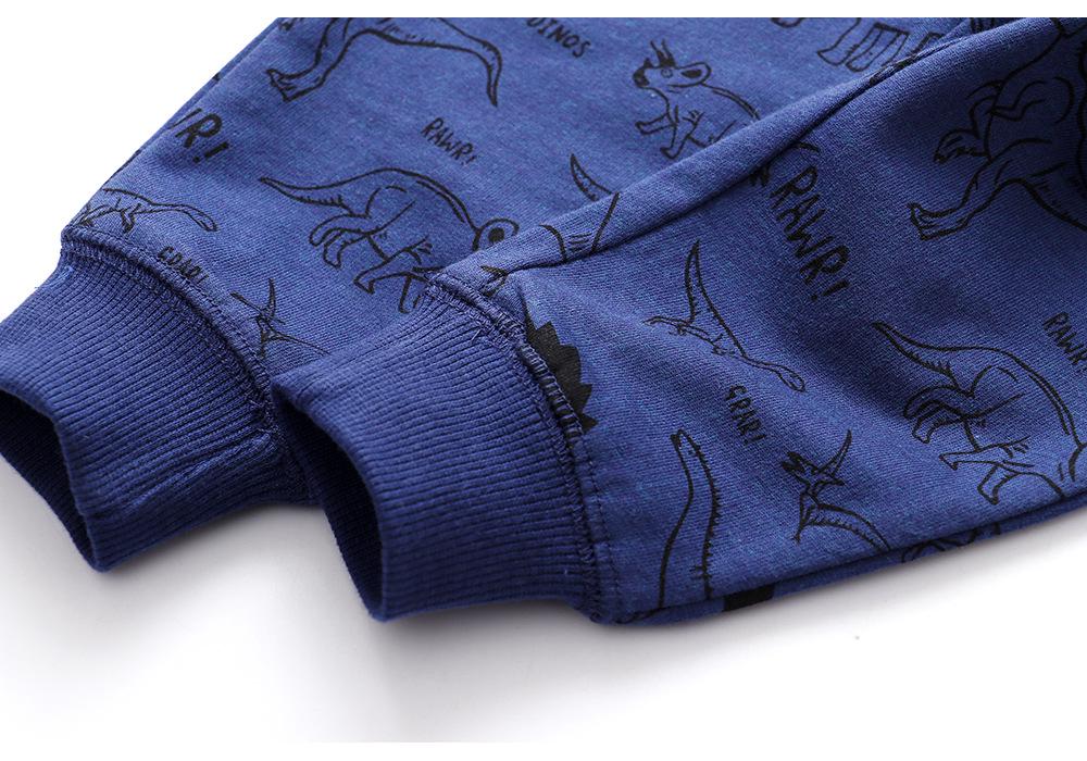 Dinosaur One-Piece Cotton Terry Sweatpants for Kids - Autumn/Winter Collection for Boys & Girls