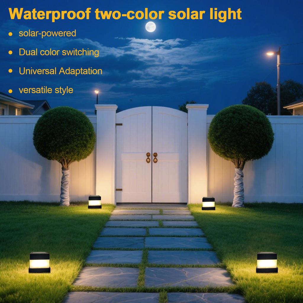 Outdoor Post Light For Yard Square Lantern Waterproof Fence Light Post Cover Solar Charging For Pathway Driveway Camping Road