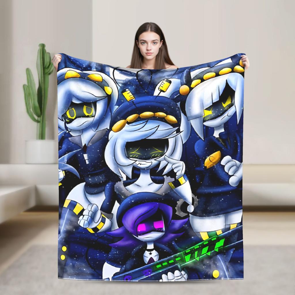 Murder Drones Game Knitted Blanket Fleece Uzi Doorman Horror Super Warm Throw Blankets for Home Couch Bedspread