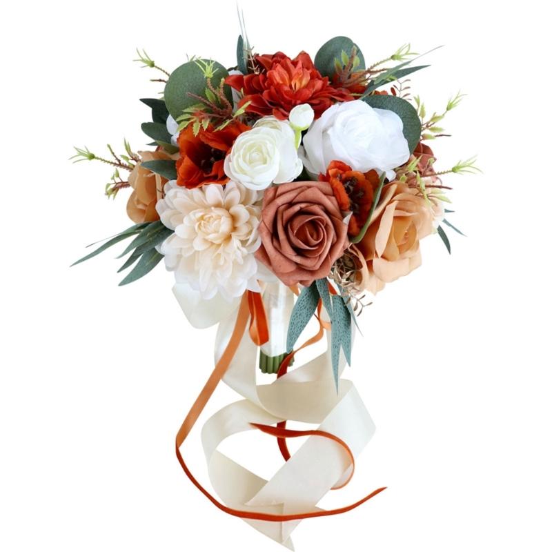 Свадебные букеты с лентой для невесты и подружки невесты, Искусственные свадебные букеты для свадебной церемонии, Ко Дню святого Валентина 1
