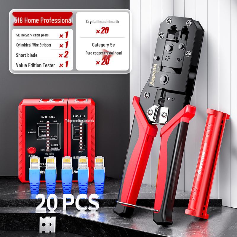 Clește de sertizat profesional pentru cablu de rețea cu capăt Crystal cu conectori cu 5, 6, 7 găuri traversante