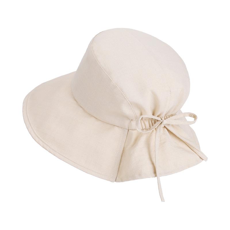 Summer Sun Hat Women's Bow Fisherman Hat Large Brim Basin Hat