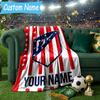 Custom Name Atletico Madrid Crest Flannel Blanket, Use for Birthday/Holiday Gift, Soft Blanket for Sofa/Bed/Camping/Office, Home Decor