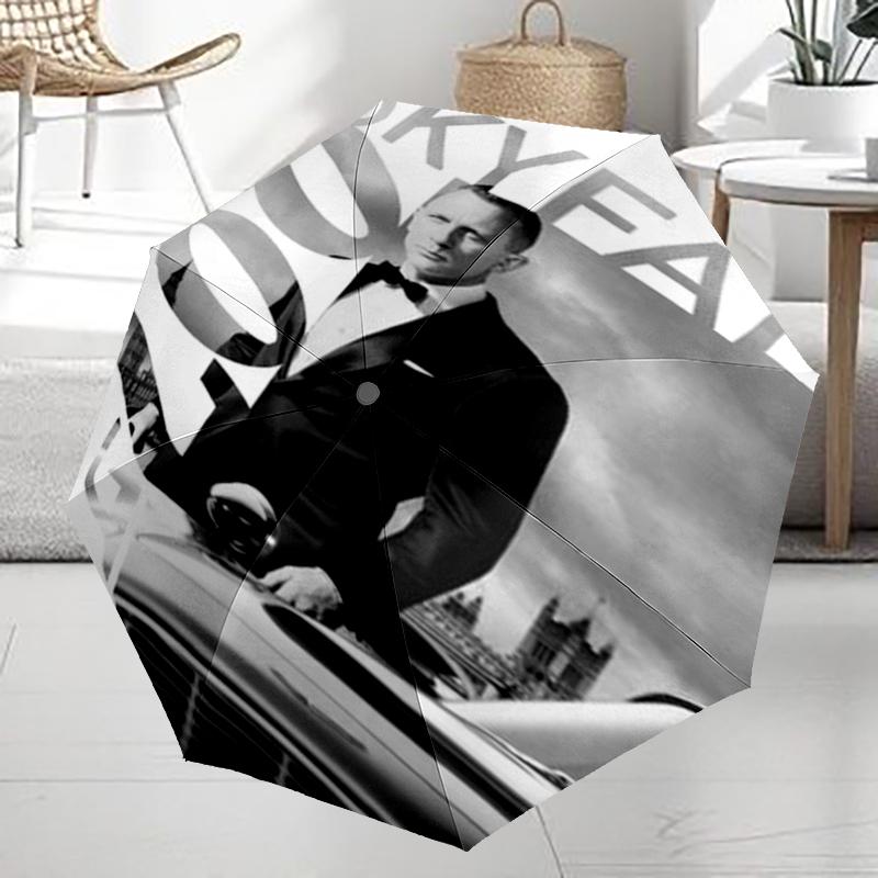 007 James Bond Theme Automatic Umbrella, Lightweight & Portable, 8 Rib, Perfect for Outdoor Travel, Birthdays, Christmas, Gifts.