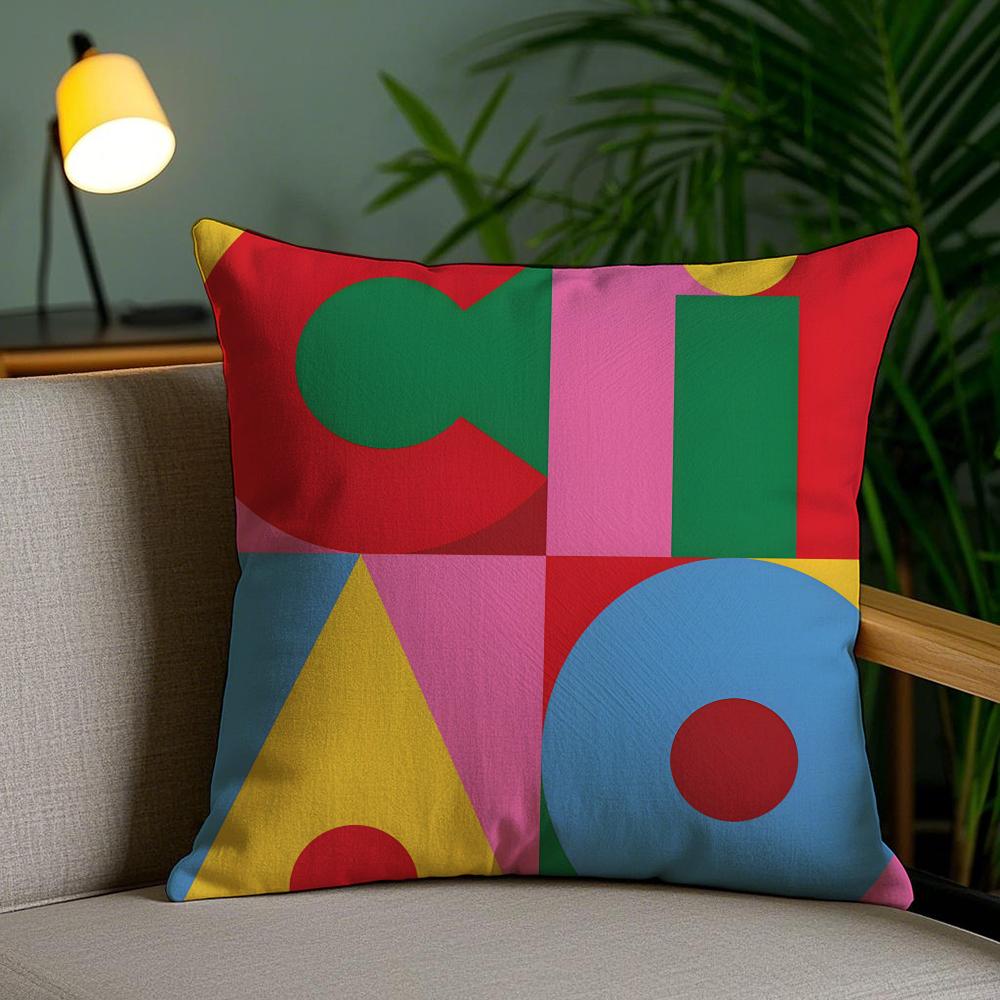 Geometric Patterns Cushion Cover Soft Short Plush Double-Sided Printing Home Decor Machine Washable Pillow Case Gift