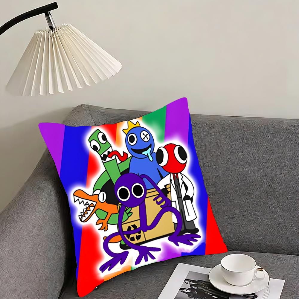RRainbow FriendsS Cartoon Cushion Cover Pillowcase Ultra Soft Skin Friendly Fabric Cloud Like Comfort Concealed Zipper