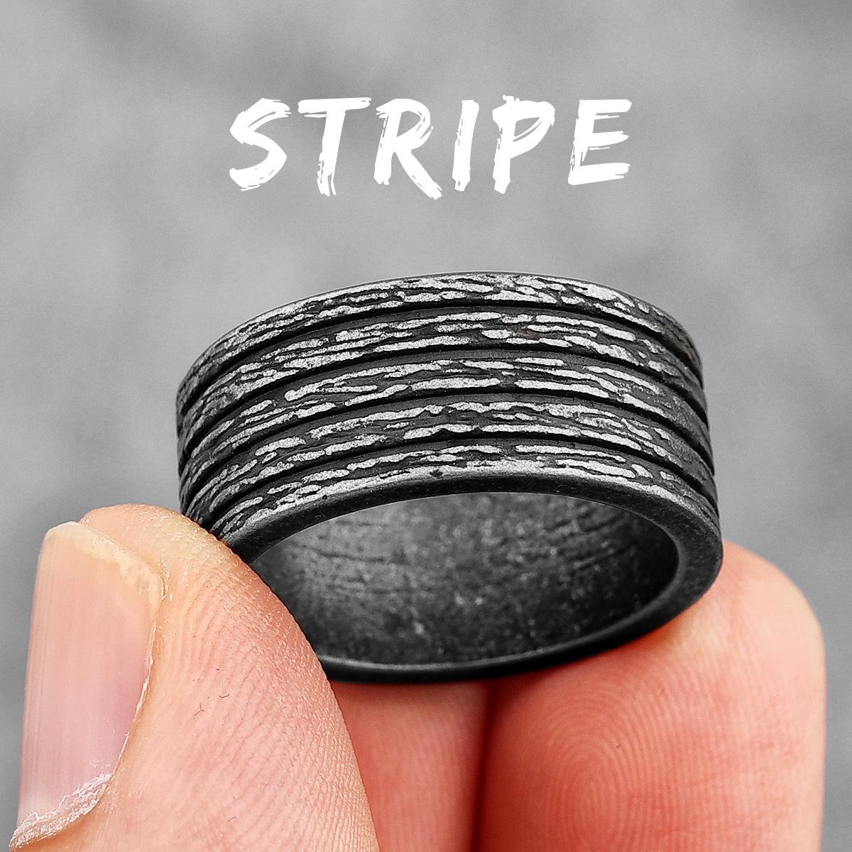 

Простые винтажные черные круглые полосатые мужские кольца из нержавеющей стали, модные для мужчин, бойфрендов, байкеров, ювелирных изделий, креативных подарков 12