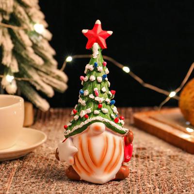Gnome Resin Tree Christmas Decorations,Large Size 6.29 Inch Gnome Decor Collectible Figurines Bookshelf Desktop