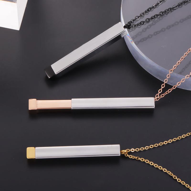 Stainless Steel 3D Bar Pendant Clavicle Chain