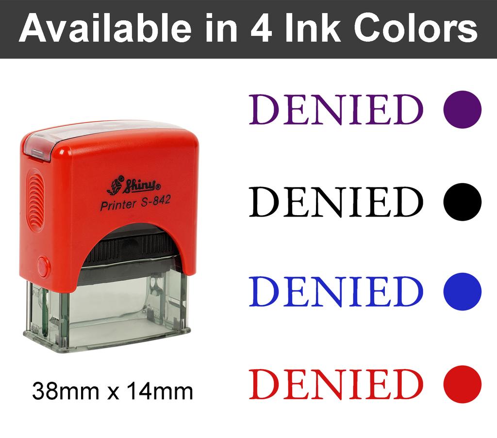 Printtoo Denied Self Inking Rubber Stamp Pre,Inked Office Stamp, Home Office Business Stationery, 38 X 14 Mm,