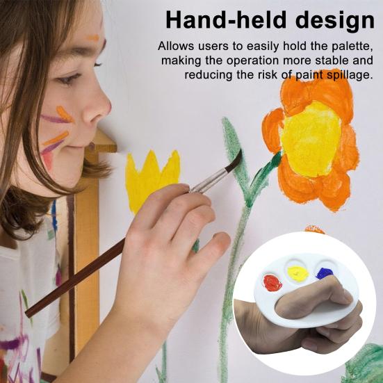 Plastic Paint Tray 3D Printed Finger Palette with Hand Grip Easy To Clean Portable Painting Palette for Kids Artists Watercolor Acrylic Pigment Use