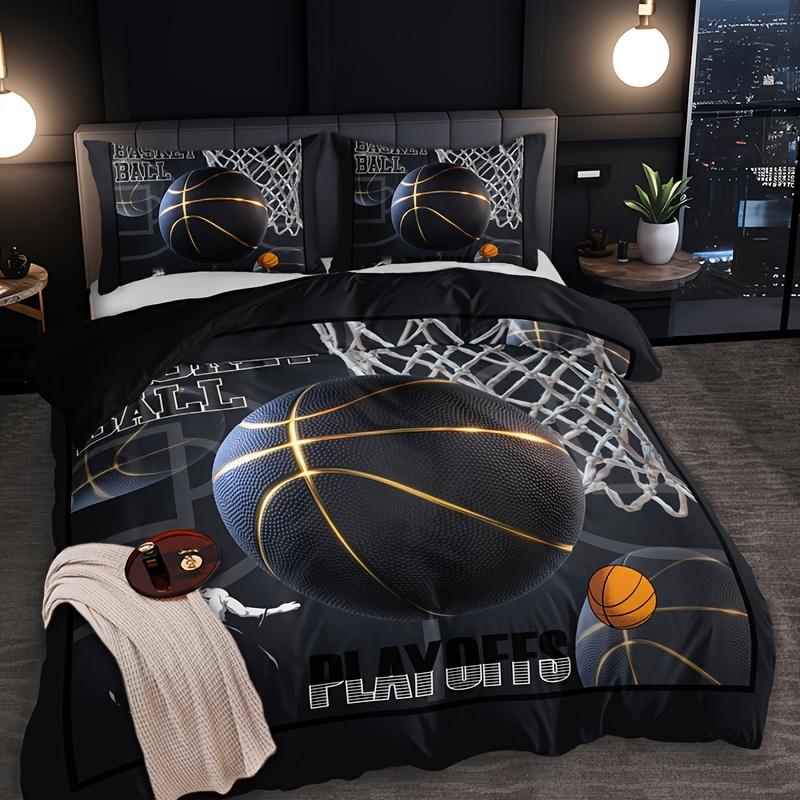

3pcs Sports Basketball Duvet Cover Set (1 Duvet Cover + 2 Pillowcase Without Pillow Insert), Soft And Breathable HD Printing (135x200cm)