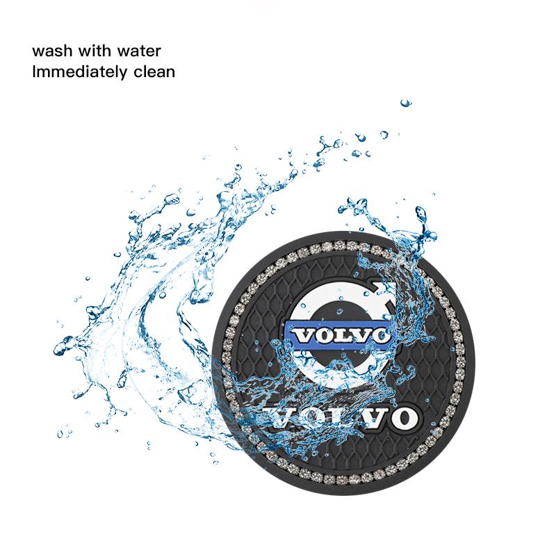 2Pcs Coaster Car Water Cup Anti-slip Pad Mat Auto Interior For Volvo ES90 EC40 EX40 EM90 XC90 V90 V60 XC60 V40 S80 S60 S90 XC40 ari852
