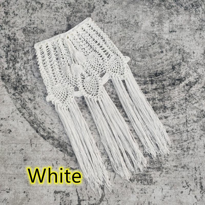 

Вязаная крючком пляжная юбка с кисточками ручной работы для купальников Large белый