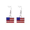 USA Independence Day Flag Wings Zinc Alloy Heart Earrings