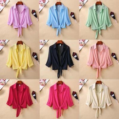 Summer Thin Half-sleeved Small Coat Female Chiffon Top Shawl Sun Protection Clothes Air Conditioning Cardigan