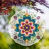 10 Zoll Mandala Windspiel Outdoor Gartendeko mit 360° drehbarem Haken Lebhaftes Metall Hängedesign für Terrasse Rasen Saisongeschenk