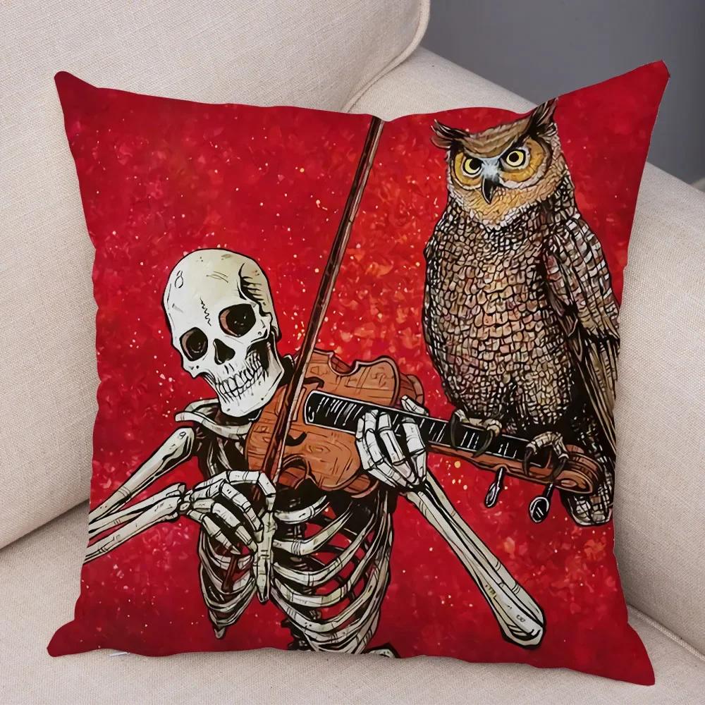 Capa de Almofada de Desenho Animado Fofa Colorida Caveira Fronha Carro Sofá Decoração para Casa