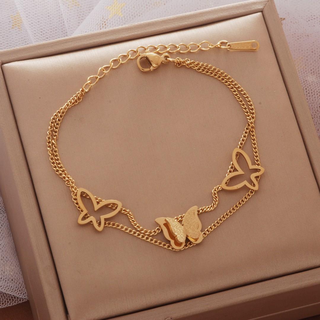 

Ladies Titanium Steel Hollow Out Butterfly Bracelet Jewelry one size