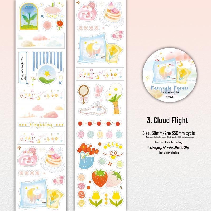 Twilight Forest Fairytale Glitter Die-Cut Adhesive Tape & Cute Journal Stickers