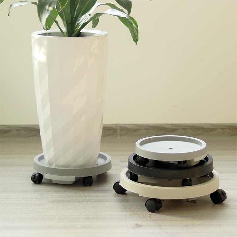 Mobile Flowerpot Tray Universal Wheel Circular Plastic Base Portable and Thick Resin Flowerpot Accessories for Home Use