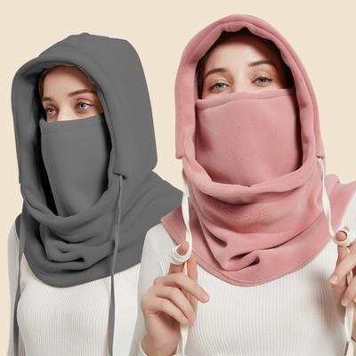 Dámská zimní kukla s integrovanou šálou Silný teplý Polar Fleece větruodolný, nastavitelný